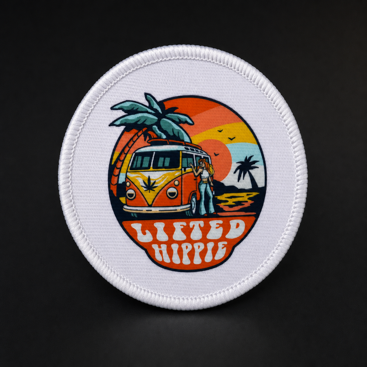 Lifted Hippie printed fabric custom patches